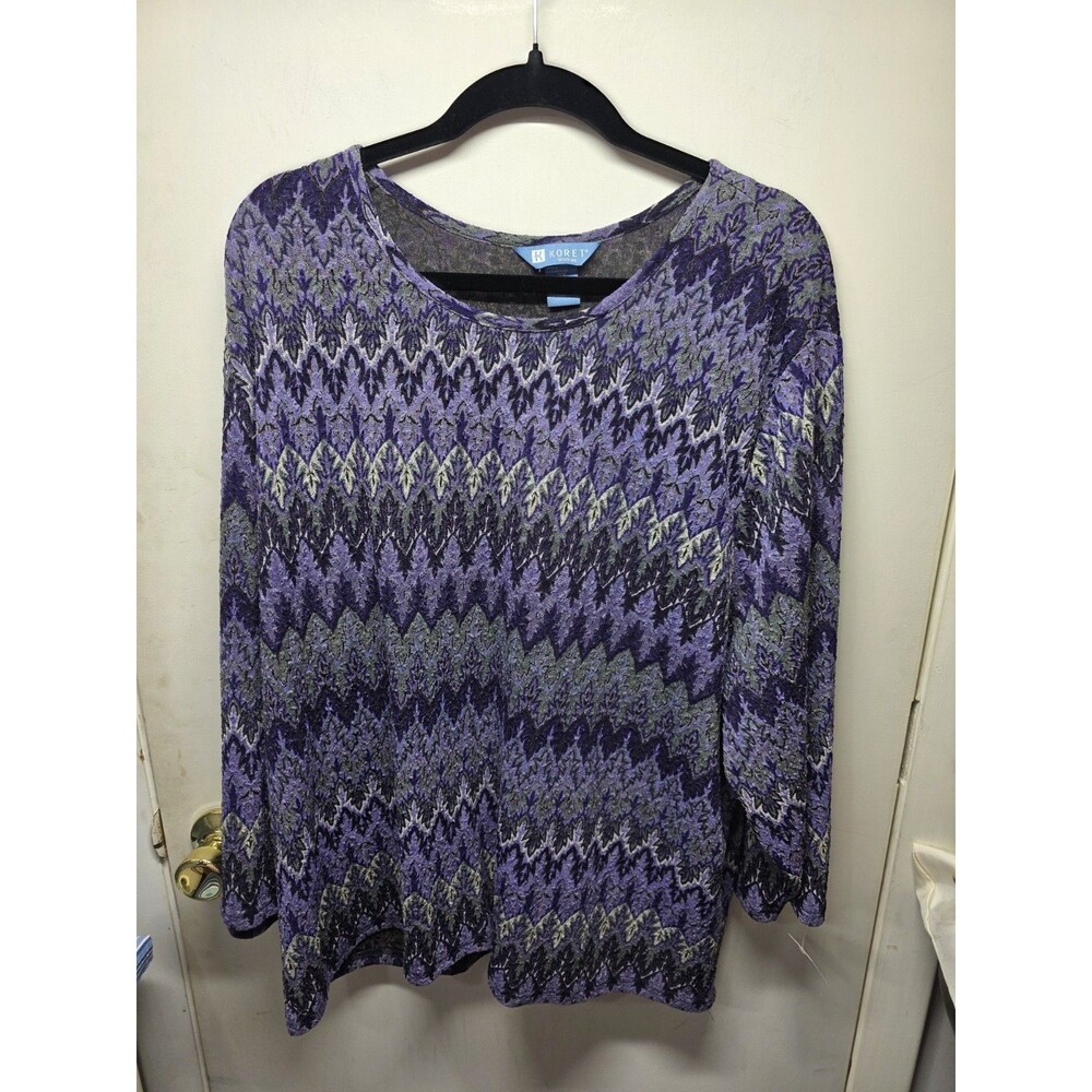 Koret Purple Lavander Gray Striped Plus Size 3X Top